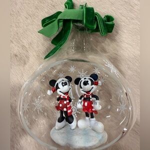 Disney Mickey & Minnie 2019 Glass Globe Christmas Ornament